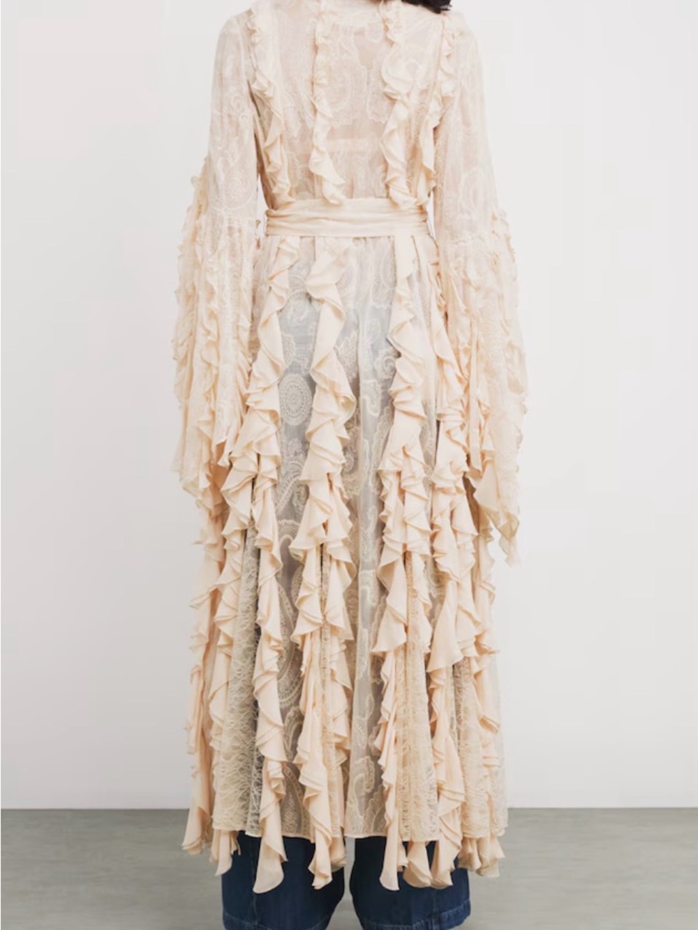 ALICE + OLIVIA Ruffle Cher Maxi Robe in beige - Picture 3 of 6